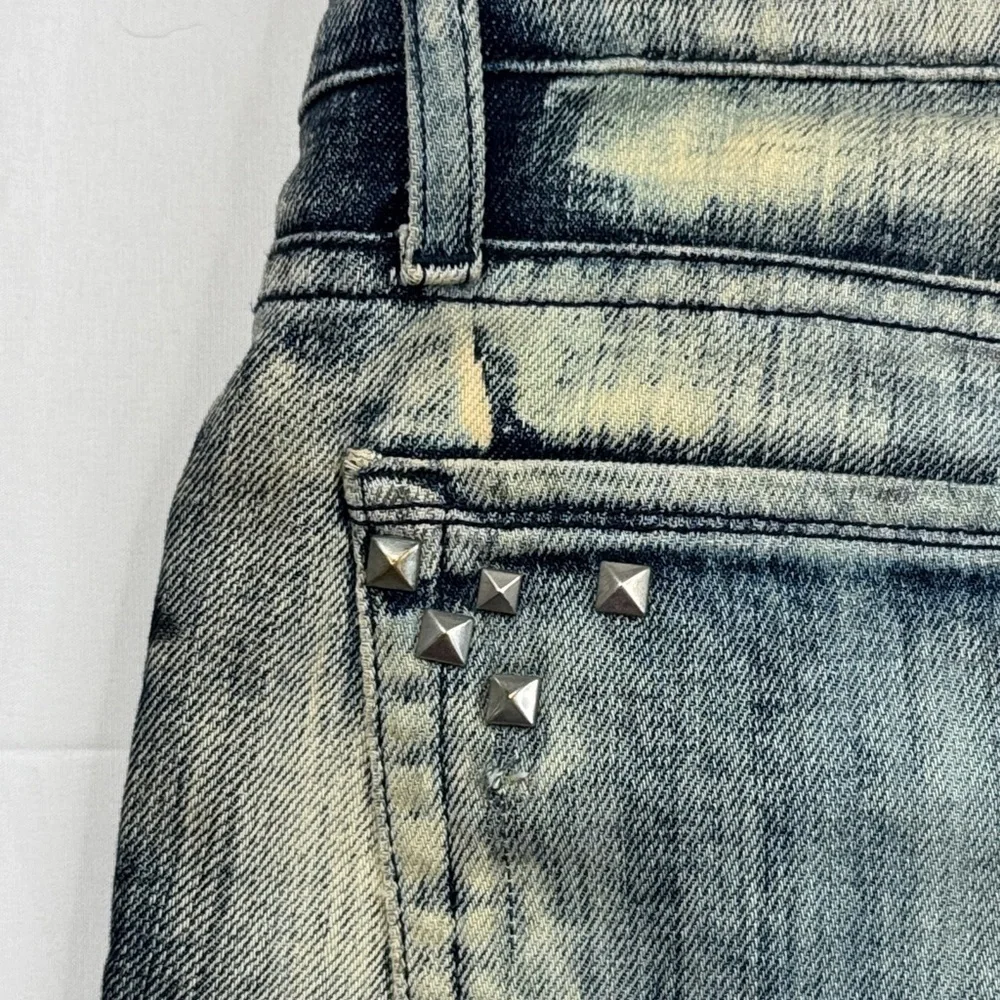 Rock & Republic Women's Distressed Blue and Tan Skinny Jeans 27 27x29 acid wash